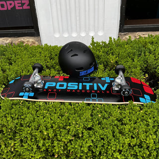 Powell Peralta Manufactured Positiv Skateboard Complete with Tony Hawk Helmet