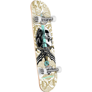 Powell Peralta Skateboard Complete Skull and Sword White/Metallic Gold 8.0" x 31.45"