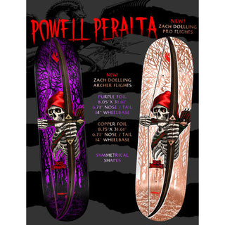 Powell Peralta Skateboard Complete Flight Zach Doelling Archer Purple Foil 8.05" x 31.61"