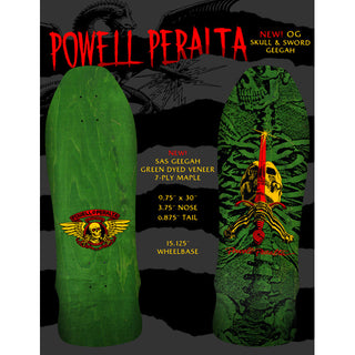 Powell Peralta Skateboard Complete Geegah Skull and Sword Green Old School Reissue