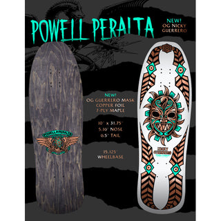 Powell Peralta Skateboard Deck Nicky Guerrero Mask White/Copper Foil Old School Reissue
