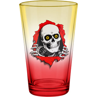 Powell Peralta Skateboards Pint Glass Ripper Yellow/Red Fade 16oz