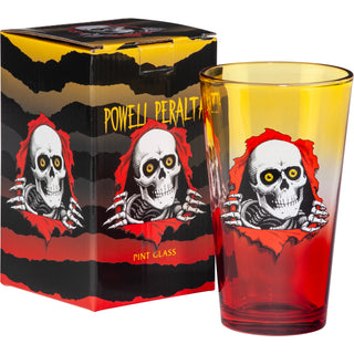 Powell Peralta Skateboards Pint Glass Ripper Yellow/Red Fade 16oz