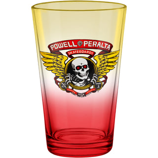 Powell Peralta Skateboards Pint Glass Winged Ripper Yellow/Red Fade 16oz