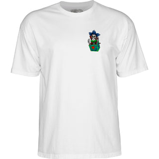 Powell Peralta Skateboard Shirt Chris Hiett Skull White