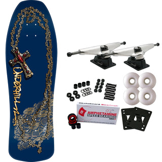 Powell Peralta Skateboard Complete Ray Underhill Cross Navy/Gold Foil Old School Reissue