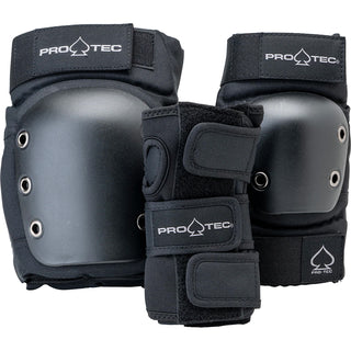 Pro Tec Skateboard Pads 3-Pack Street Pad Set Adult Black Size S