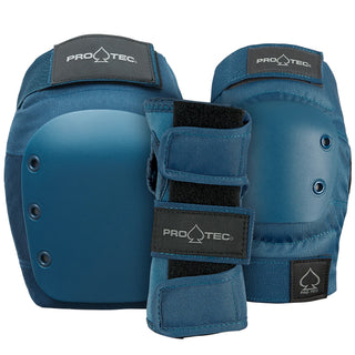 Pro Tec Skateboard Pads 3-Pack Street Pad Set Adult Blue Size S