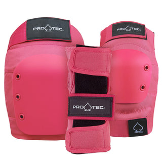 Pro Tec Skateboard Pads 3-Pack Street Pad Set Adult Pink Size M