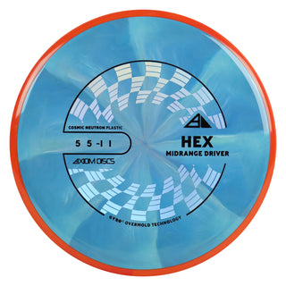 Axiom Discs Project Lab Coat Cosmic Neutron Hex Midrange Disc 5/5/-1/1 Blue/Orange Red 169 grams