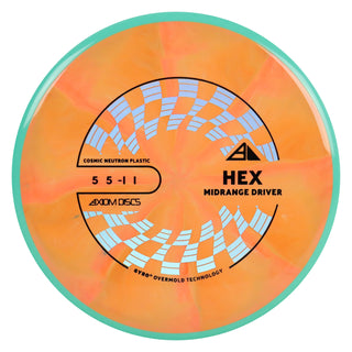 Axiom Discs Project Lab Coat Cosmic Neutron Hex Midrange Disc 5/5/-1/1 Orange Pink/Teal 169 grams