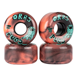 Welcome Skateboard Wheels Orbs Pugs Coral/Black Swirl 56mm 85A Soft Cruiser