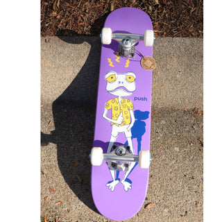 Push Skateboard Complete Froggy Sketch Soft Top Purple 6.75" x 28.5"