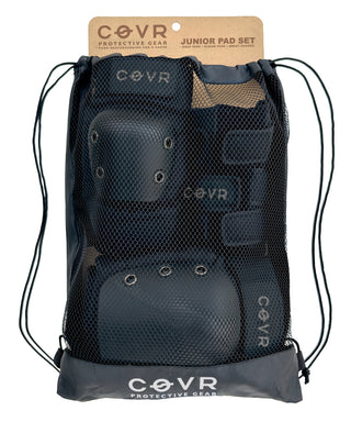 Push Skateboarding Covr Youth Junior Pad Set Black M/L