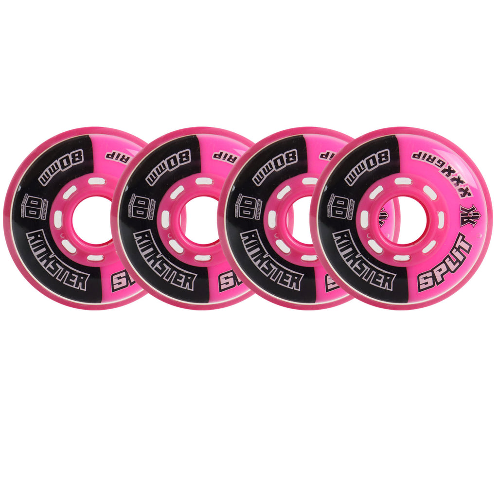 Rink Rat Roller Hockey Wheels Rinkster Split 80mm XXX Grip Black/Pink ...