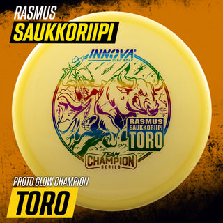 Innova Disc Golf Team Champion Series Rasmus Saukkoriipi Proto Glow Champion Toro 4/2/1/3 Glow/Maroon 173 grams