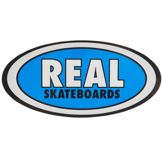 Real Skateboard Sticker Oval Blue 3.75" x 7.25"