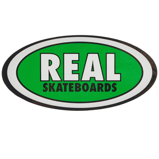 Real Skateboard Sticker Oval Green 3.75" x 7.25"