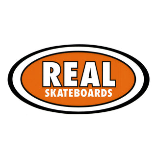 Real Skateboard Sticker Oval Orange 3.75" x 7.25"