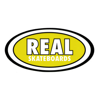 Real Skateboard Sticker Oval Yellow 3.75" x 7.25"