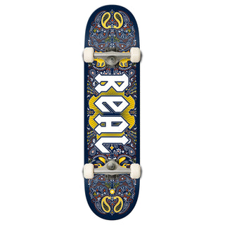 Real Skateboard Complete Bandana Navy 8.25" x 32" Factory Assembled