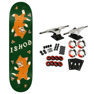 Real Skateboard Complete Ishod Kitten Scratch Twin Tail Slick Green 8.3" x 31.9"