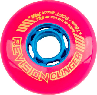 Revision Roller Hockey Wheels Indoor 76mm Clinger 74A Pink 4-Pack