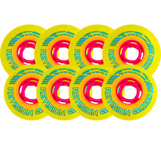 Revision Roller Hockey Wheels Outdoor 76/80 HiLo Clinger 82A Yellow 8-Pack
