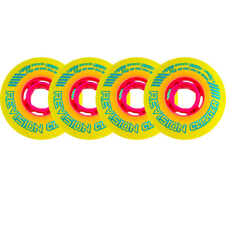 Revision Roller Hockey Wheels Outdoor 76mm Clinger 82A Yellow 4-Pack