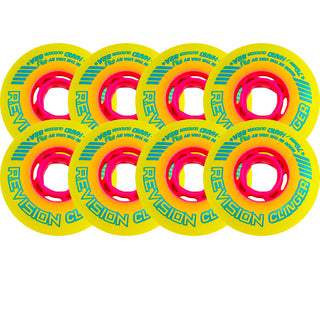 Revision Roller Hockey Wheels Outdoor 76mm Clinger 82A Yellow 8-Pack