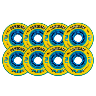 Revision Roller Hockey Wheels Indoor 76mm Flex Firm Yellow 8-Pack