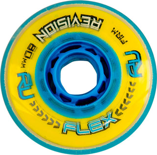 Revision Roller Hockey Wheels Indoor 80mm Flex Firm Yellow 4-Pack