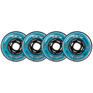 Revision Roller Hockey Wheels Indoor 80mm Flex Soft Blue 4-Pack