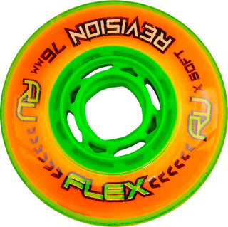 Revision Roller Hockey Wheels Indoor 76mm Flex X-Soft Orange 4-Pack