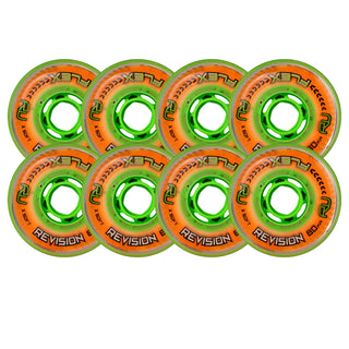Revision Roller Hockey Wheels Indoor 80mm Flex X-Soft Orange 8-Pack