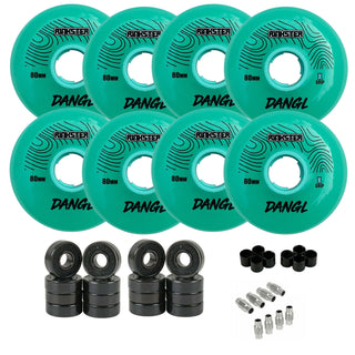 Rink Rat Roller Hockey Wheels Rinkster Dangl Teal/Blue with Hybrid Ceramic Bearings