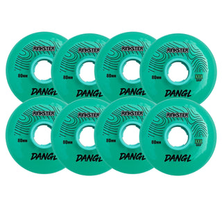 Rink Rat Roller Hockey Wheels Rinkster Dangl 80mm XXX Grip Teal/Blue 8-Pack