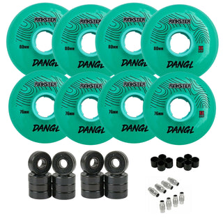 Rink Rat Roller Hockey Wheels Rinkster Dangl 76mm / 80mm HiLo XX Grip Teal/Blue with Hybrid Ceramic Bearings