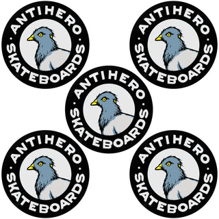 Anti Hero Skateboard Sticker Pigeon Round Black 2.5" 5-Pack