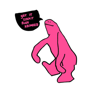 Krooked Skateboard Sticker Get it Straight Pink 4.5" x 5.5"