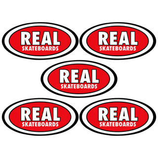 Real Skateboard Sticker Oval Red 3.75" x 7.25" 5-Pack