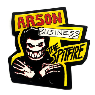 Spitfire Wheels Skateboard Sticker Arson Business Black/Yellow 5" x 5.5"