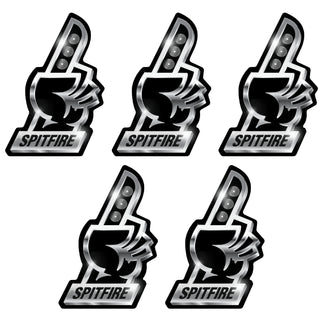 Spitfire Wheels Skateboard Sticker Chrome Finger Silver 4" x 5.5" 5-Pack