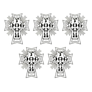 Dogtown Skateboards Sticker Pack Cross Logo 5-Pack Black White 5.5" - 5 Stickers