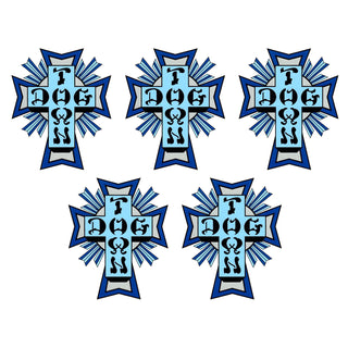 Dogtown Skateboards Sticker Pack Cross Logo 5-Pack Blue 5" - 5 Stickers