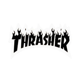 Thrasher Skateboard Magazine Sticker Flame Logo Small Black 2" x 3.25"