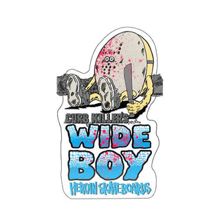 Heroin Skateboards Sticker Curb Killers Wide Boy 3.5" x 6"