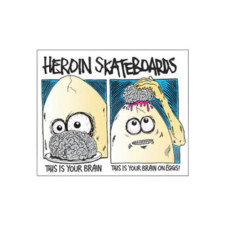 Heroin Skateboards Sticker Brain on Eggs 5" x 4.25"