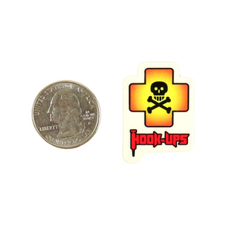 Hook Ups Skateboards Sticker - Mini Size - Logo Cross Bones 1" x 1.25"