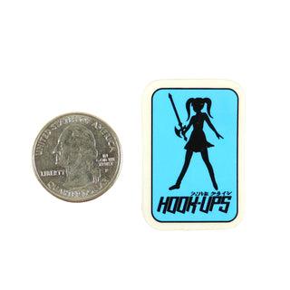 Hook Ups Skateboards Sticker - Mini Size - Warrior Silhouette 1" x 1.625"